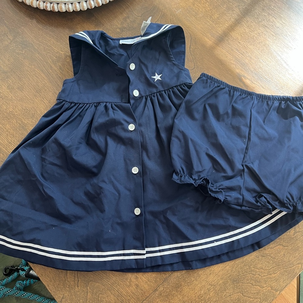 Navy Blue Sailor Dress with Bloomers